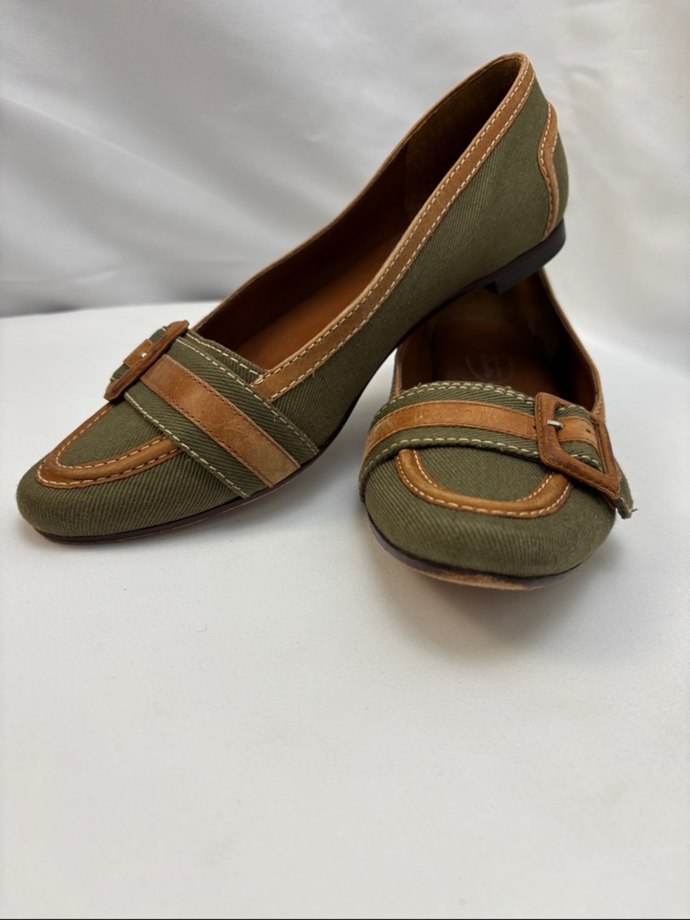Talbots Women’s Sz6 Olive and Brown Buckle Loafers #0303 - Picture 12 of 13